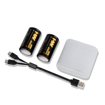 2PCS 1.5V D 11100mWh USB-C Rechargeable Lithium Battery
