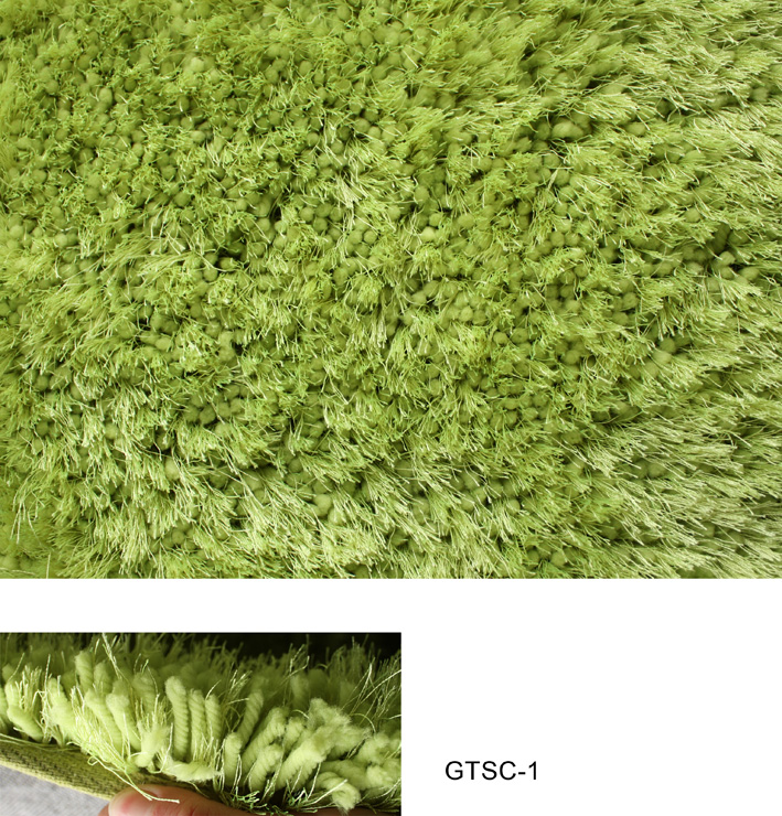 Thick Elastic & Silk Mix Shaggy in Green Color Rug 