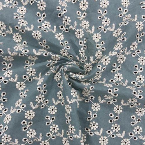 Interlinked Little Floret Cotton Embroidery Fabric