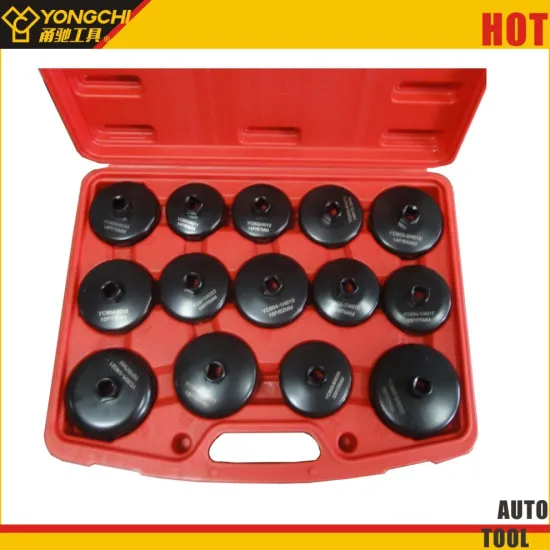 14pcs cup style oil filter wrench set with black finish