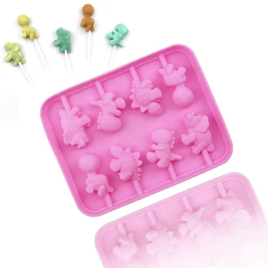 908-Piece 8-Hole Silicone Mold for Dinosaur-shaped Chocolate, Lollipops, Hard Candy, and Cookies - BPA Free