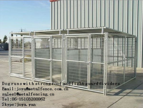 3 runs 5'x10'x6' dog kennels with solid roof and fight guard dividers