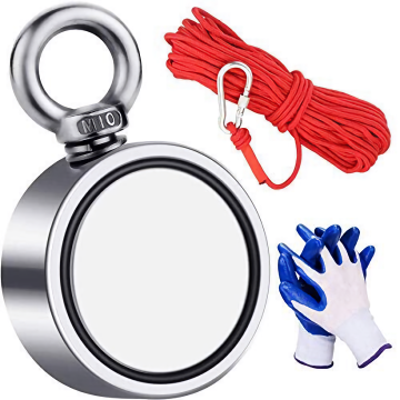 2023 Hottest Sale Neodymium Fishing Magnet with Eyebolt, 600lbs, Double Sided, Permanent NdFeB Magnet in Silver BOX Package