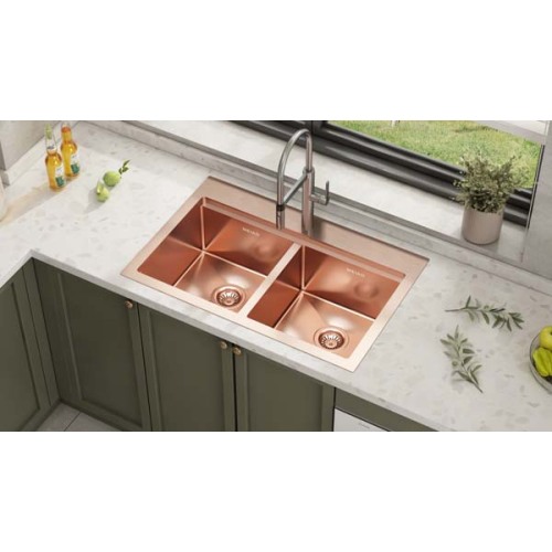 Stainless Steel Double Bowl Topmount Handmade Kitchen Sink