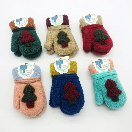 Winter Baby Gloves Children Warm Gloves Kids Boys Girls Soft Thickened Mittens Baby Plus Velvet Accessories 2-5Y