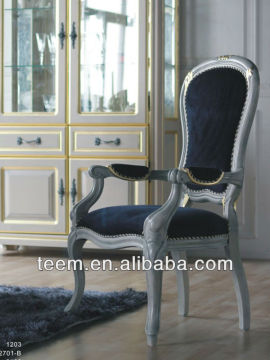2013 European luxury classic furniture dining room solid wood fabric dining arm chair