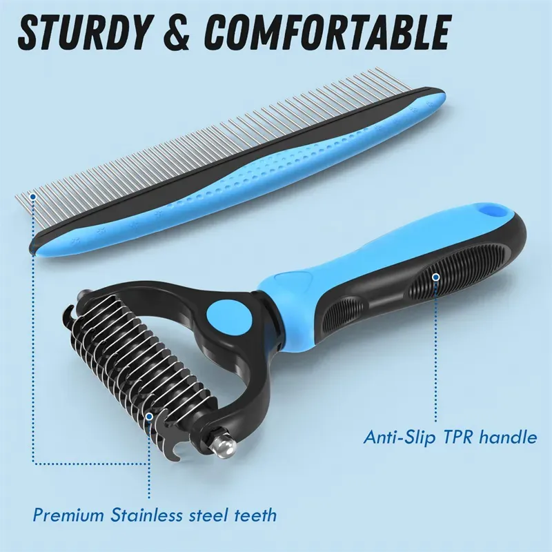 Double-Sided Steel Teeth Pet Grooming Brush