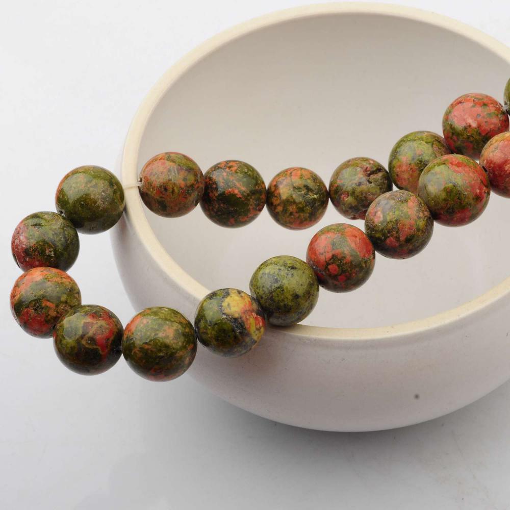 14mm suelta piedras preciosas naturales Unakite granos redondos para hacer joyas