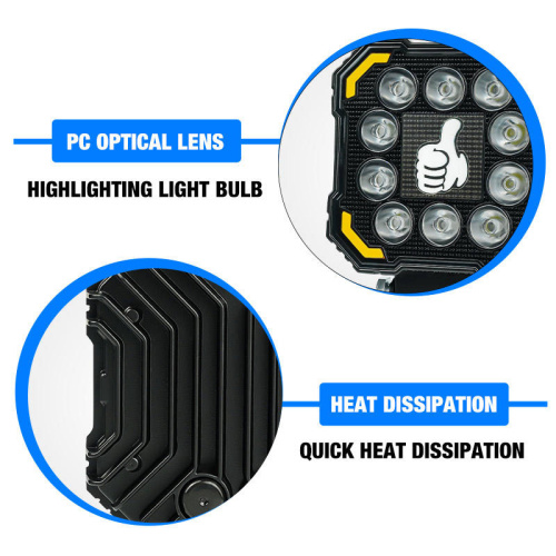 LiuHJG square Motorcycle Led Spotlight Led Work Light 10 Lens 12-80V Led Fog Light White Color with Flash