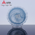 Custom colored crystal blue dishes glasses dinner plates