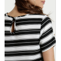 Lady horizontal striped top blouses in summer