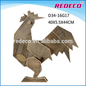 New designs wood carving animals rooster statue