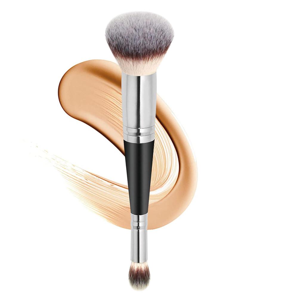 High Quality Private Label Professional White Single Makeup Brush Tools Foundation Concealer 2 In 1 Double Ended Makeup Brush4 Jpg