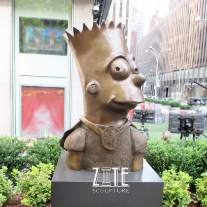 Outdoor Cartoon Metal Bronze Simpson Bust Statue