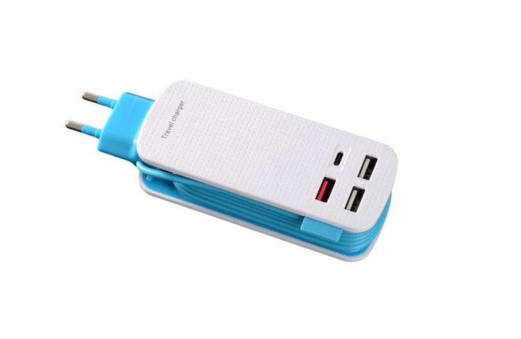 Plugue de viagem USB com 4 portas USB