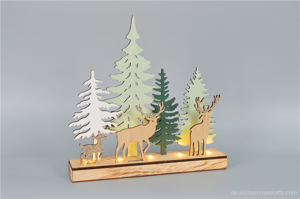 Mini -LED -hölzerne Weihnachtsbaumform Nachtlampe