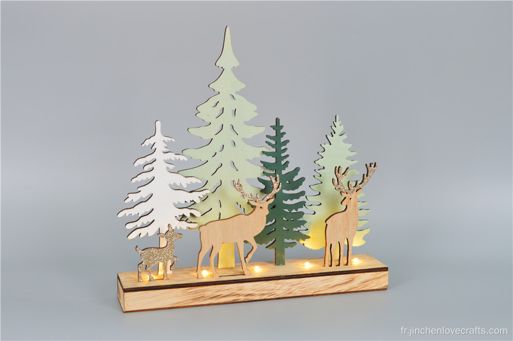 Mini lampe de nuit d'arbre de Noël en bois à LED LED