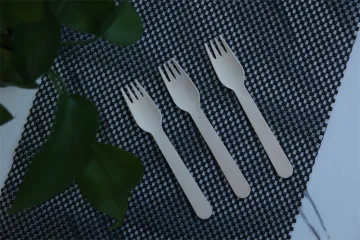 Disposable Wood Fork With Food
