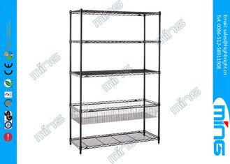 Black Chrome Mobile Wire Shelving Display Stand for Bulk St