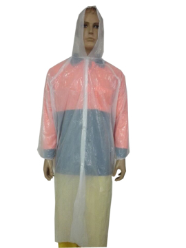 Disposable PE plastic rain coat waterproof various colors with logo