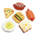 Resina Simulada Comida Pão Cachorro-quente Hambugers Pizza Comida Modelo Flatback Cabochão Para Casa Ornamentos Estatueta Miniaturas