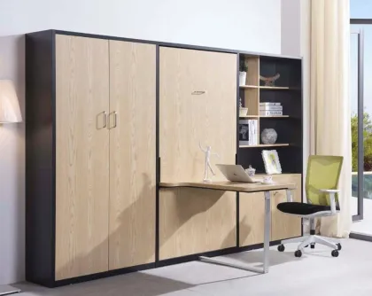 Folding Hidden Murphy Bed with Bookshelf