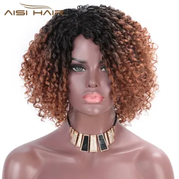 Aisi Hair Afro Kinky Curly Short Wigs Heat Resistant Synthetic Fiber Wigs Deep Curly Wigs for African Americans