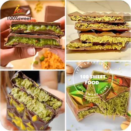 OEM Customized Handmade Chocolate Energy Bar with Big Pistachio Kataifi
