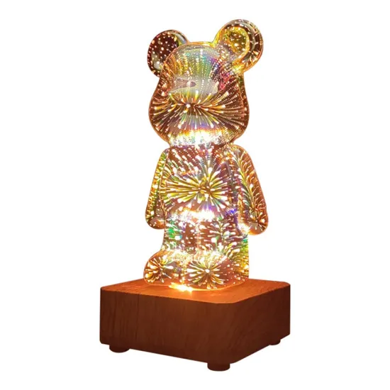 Colorful Bear Decorative LED Night Light with 8 Colours and 3D Firework Design