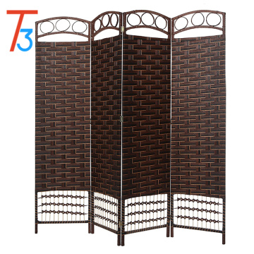 foldable 4 panel wood movable room divider screen