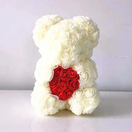 Wholesale Children's Day Gifts: Small Rose Flower Bear, PE Foam 25cm Rose Bear with Heart