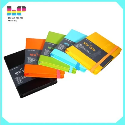 A5 hardcover Notebook With Elastic Band, Custom Full Colour leather notebook