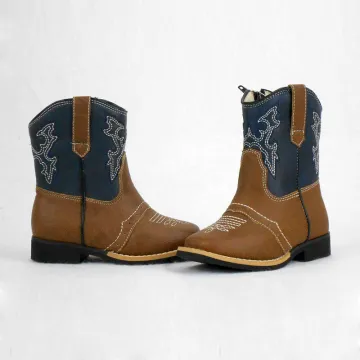 2017 Hottest Fashion Durable Black Rubber Outsole Casual Genuine Leather Wholesale Kids Cowboy Boots for Outdoor