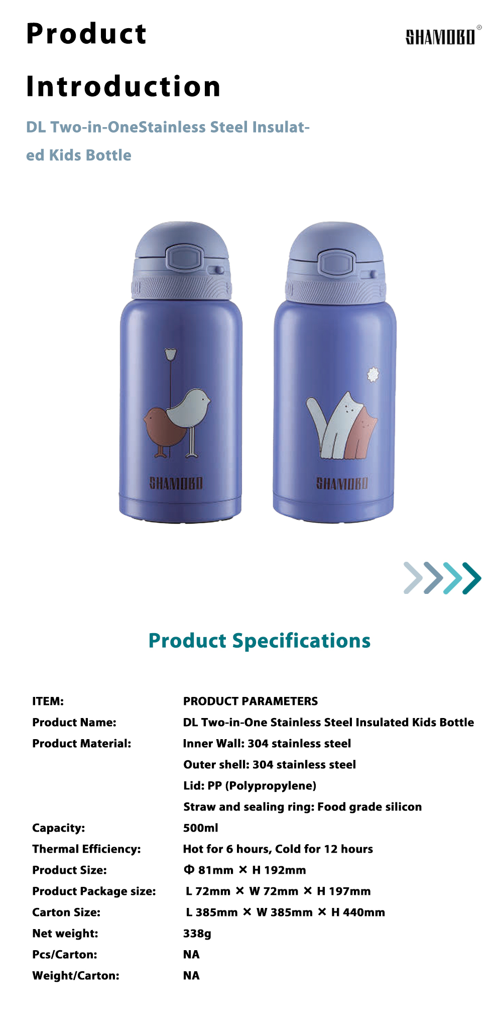 Cartoon Kids Stainless Steel Insulated Water Bottle x
