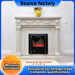 Hand Carved Stone Fireplace