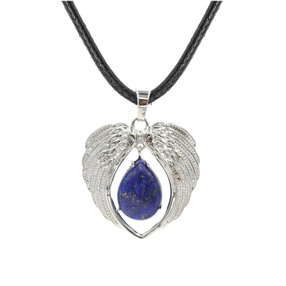 Gemstone Silver Aloy Wing Wing Teardrop Collar colgante Collar Collar Cabello Camino Curro de ala de curación para mujeres Anniversary Gift