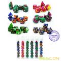 Bescon Mini Two Tone Polyhedral RPG Dice Set 10MM, Juego de dados pequeños D4-D20 en tubo, 6 nuevos colores surtidos de 42 piezas