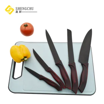 Professional 5 Piece Stainless Steel Knife Set with Cutting Board for Home Kitchen Gifts