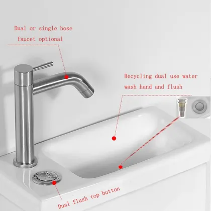 Combi Toilet Bowl with Wash Basin - 2 in 1 Public Toilet Set
