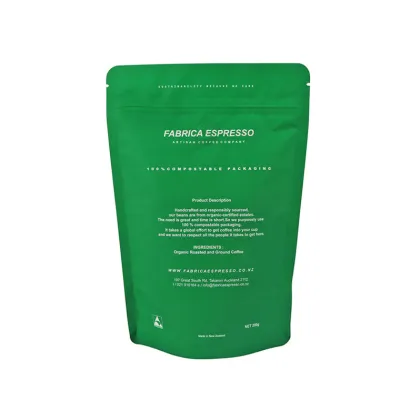 Single-origin coffee pouches with valve