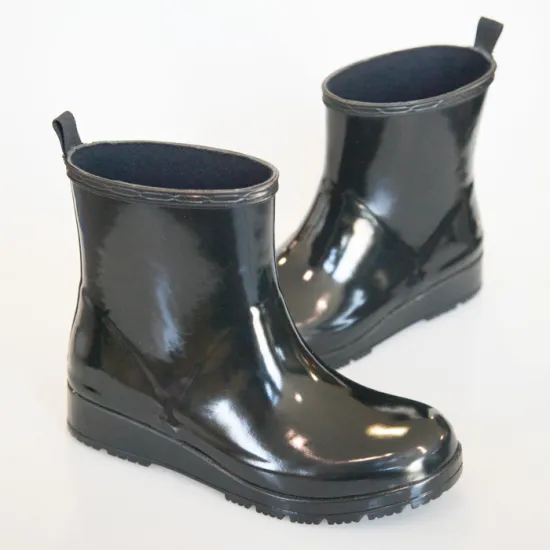 Women's Waterproof Shiny Rubber Wedge Rain Boots with Platform