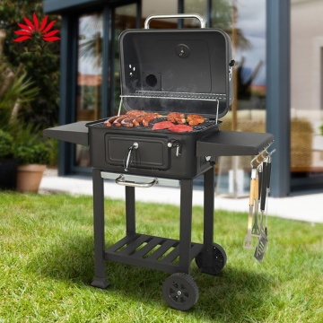 Large Hevay Dute Backyard Outdoor Smoker Charcoal Bbq Grills Trolley Grill Barbecue Grill With Double Side Table