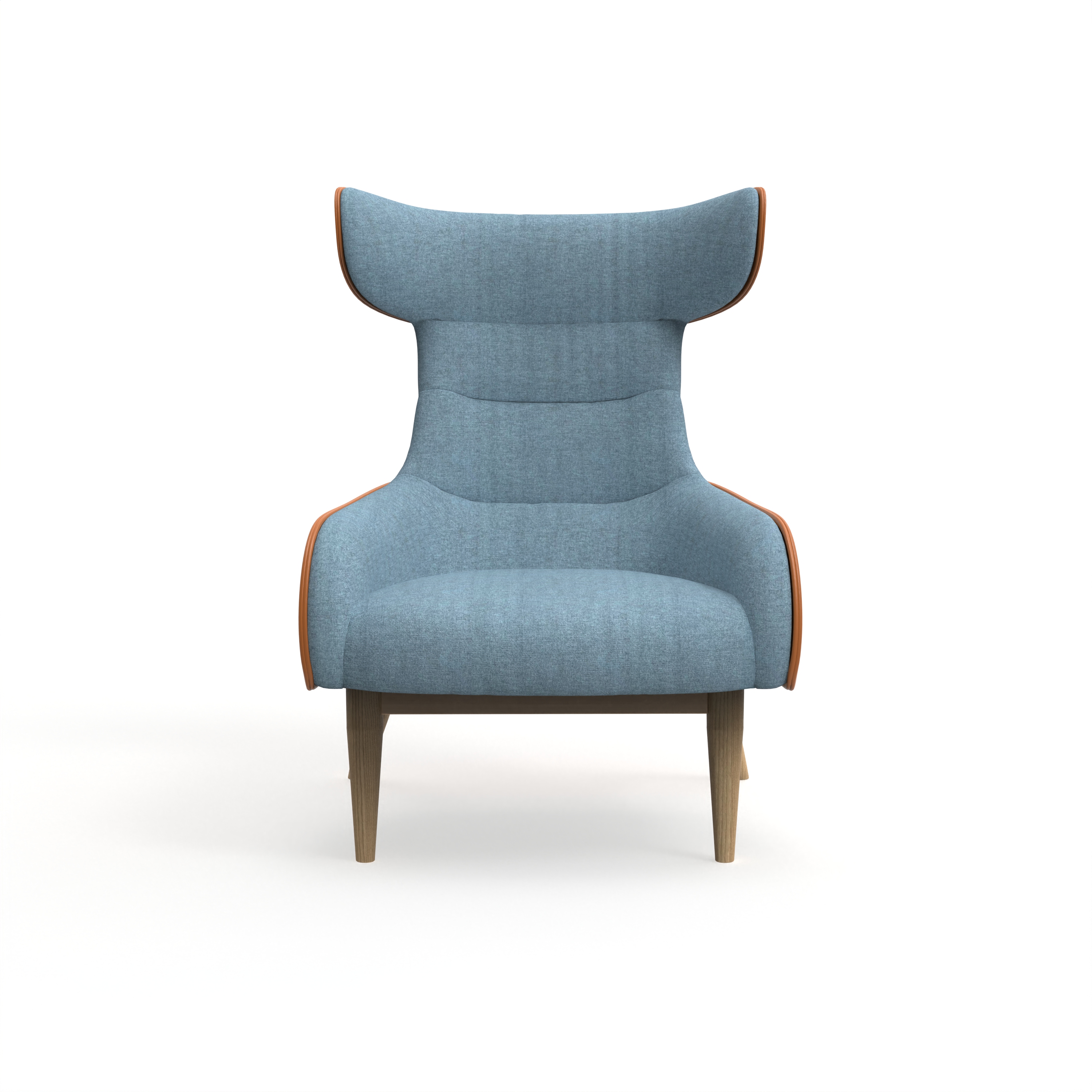 Modern High - back Armchairs Upholstered Wingback Chairs, Fabric - Covered Lounge Seats, Leather - Trimmed Reading Chairs, Wooden - Legged Accent Chairs