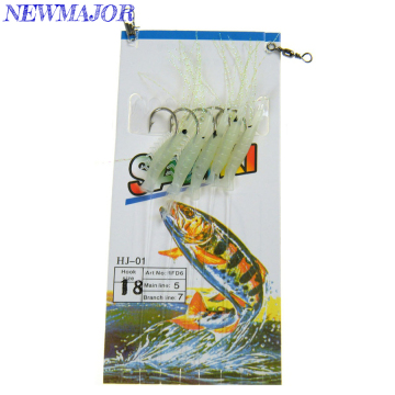 NEWMAJOR New Sabiki Fishing Hook 8-18# Soft Lure Rigs Luminous Shrimp Bait Jigs