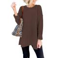 Women's Casual Crew Neck Side Split Pullover Sweater