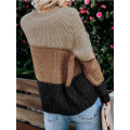 Sweaters de cuello redondo de gran tamaño de bloque de color para mujeres