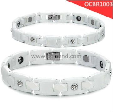 Healthy body ceramic jewelry, made of zircon white ceramic inlay zircon stone and hematite stone