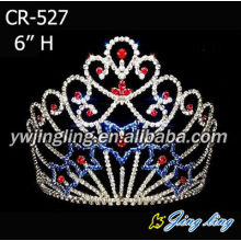 Tiara nupcial de la corona barroca de la piedra del diamante artificial azul rojo