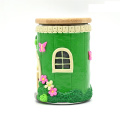 Green Fairy Tale Cabin Hand Painted Smoking Jar