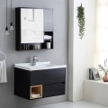 Armoire de salle de bain noire moderne avec miroir